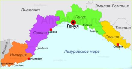 Карта Лигурии
