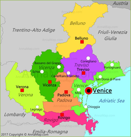 Карта Венето